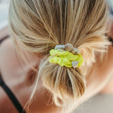 Silver Heart Silk Scrunchie