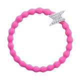 silver diamante bolt neon pink