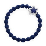 enamel silver star navy blue