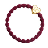 gold heart burgundy red