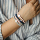 enamel silver star navy blue